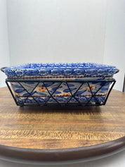 Temptations Heritage Floral Casserole Dish w/ Metal Holder