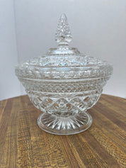 Anchor Hocking Clear Glass Sugar Bowl with Lid Diamond Pattern