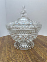 Anchor Hocking Clear Glass Sugar Bowl with Lid Diamond Pattern
