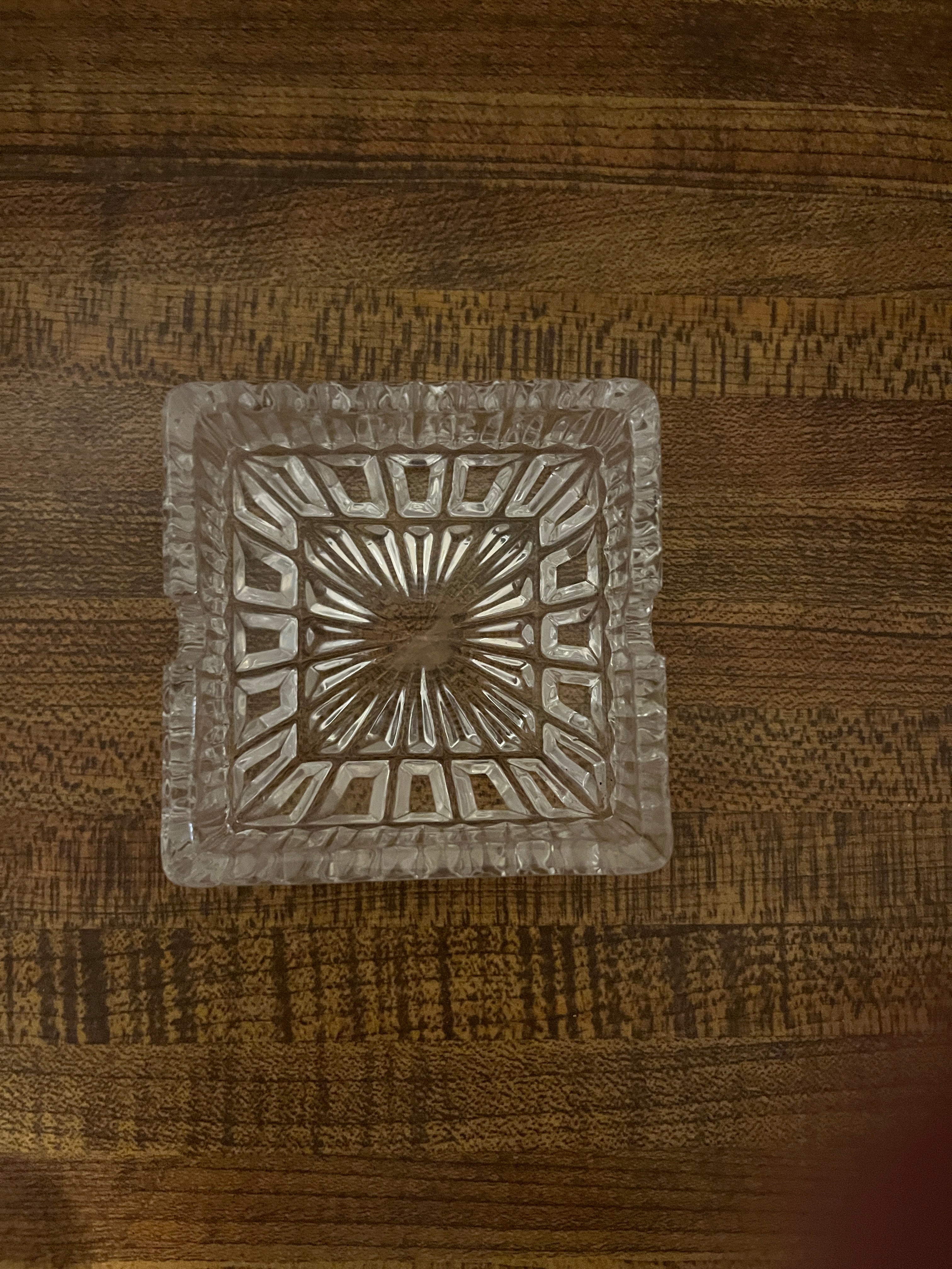 Square European Hand Cut Lead Crystal Ashtray