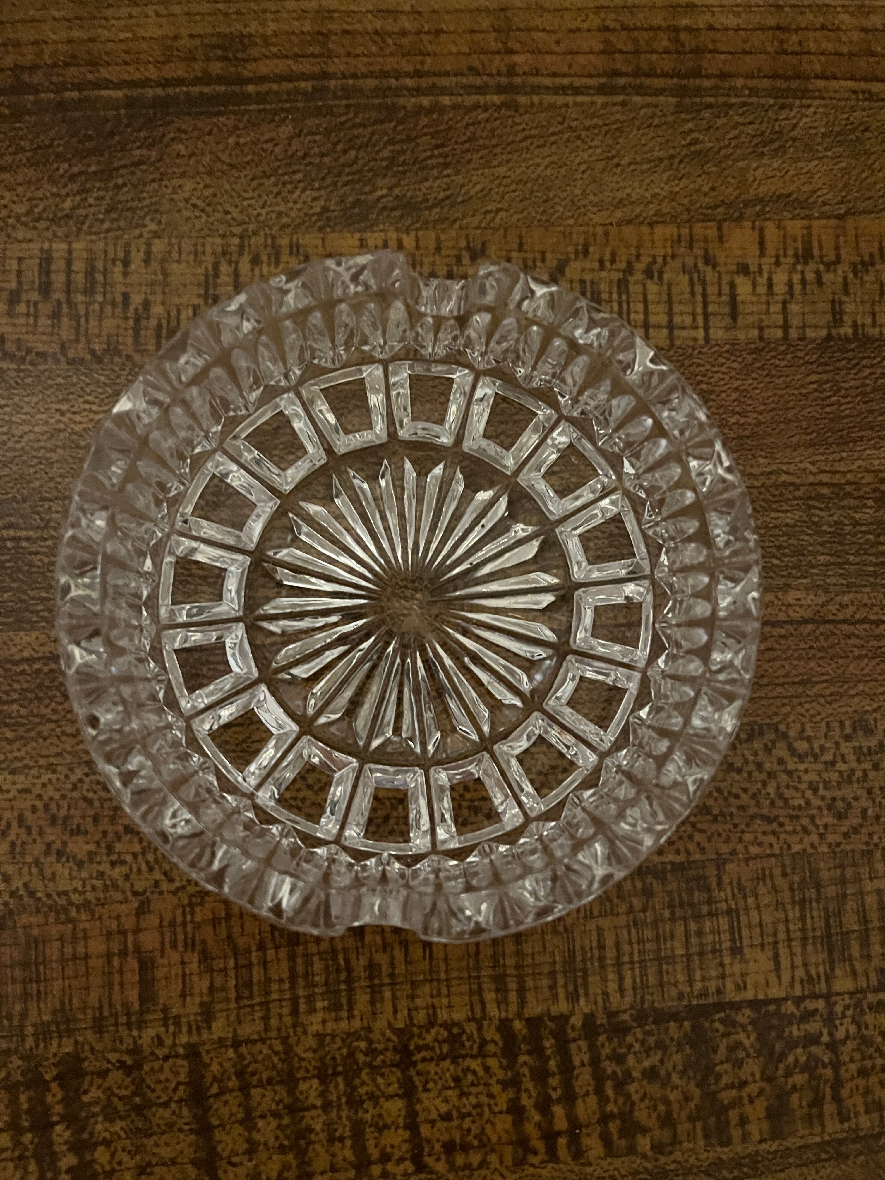 Circle European Hand Cut Lead Crystal Ashtray