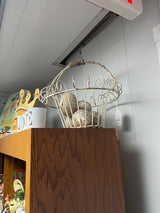 VTG Twisted Wrought Iron Round Basket & Handle