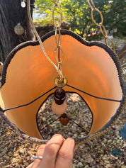 Vintage, Mcm velvet yellow swag lamp