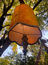 Vintage, Mcm velvet yellow swag lamp