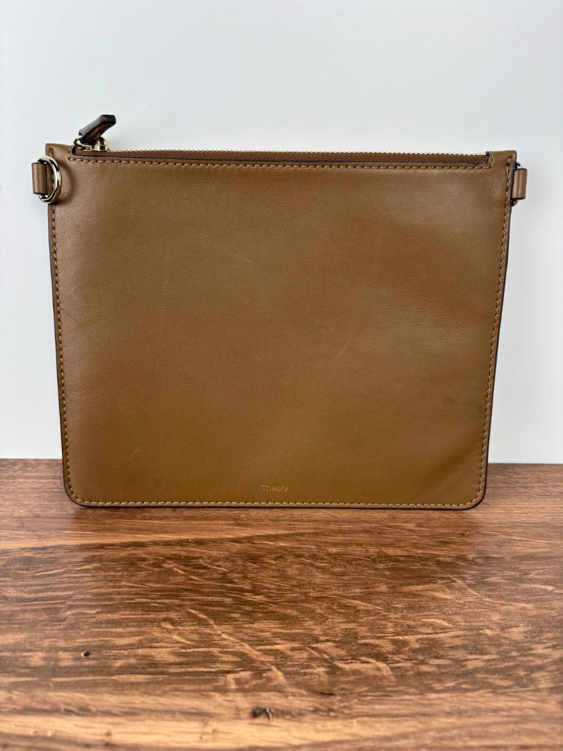 Theory Brown Leather Transformer Pouch