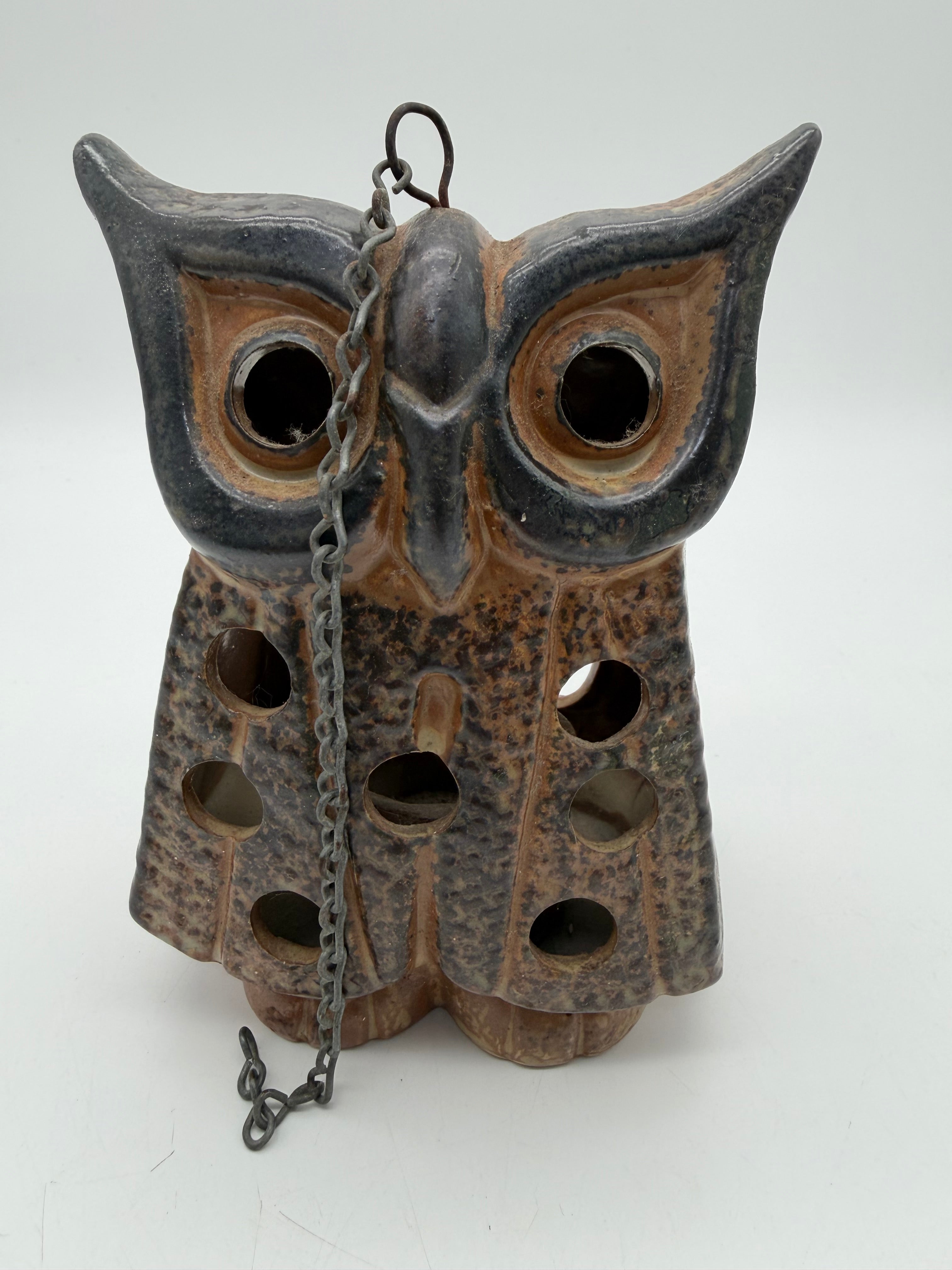 Otagiri Ceramic Owl Luminary Japan Hanging Candle Holder