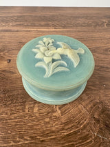 Vintage Incolay Round  Bird & Floral Box