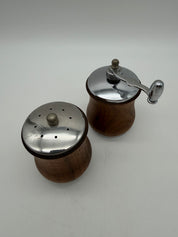Salt shaker & pepper grinder set small teak wood