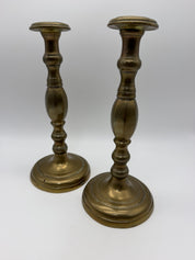 Antique brass large candlesticks 11” pair of two