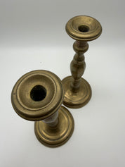 Antique brass large candlesticks 11” pair of two