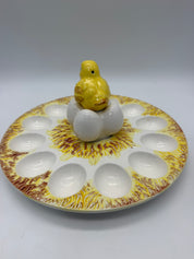 Deviled egg plate with salt and pepper shaker chick and eggs