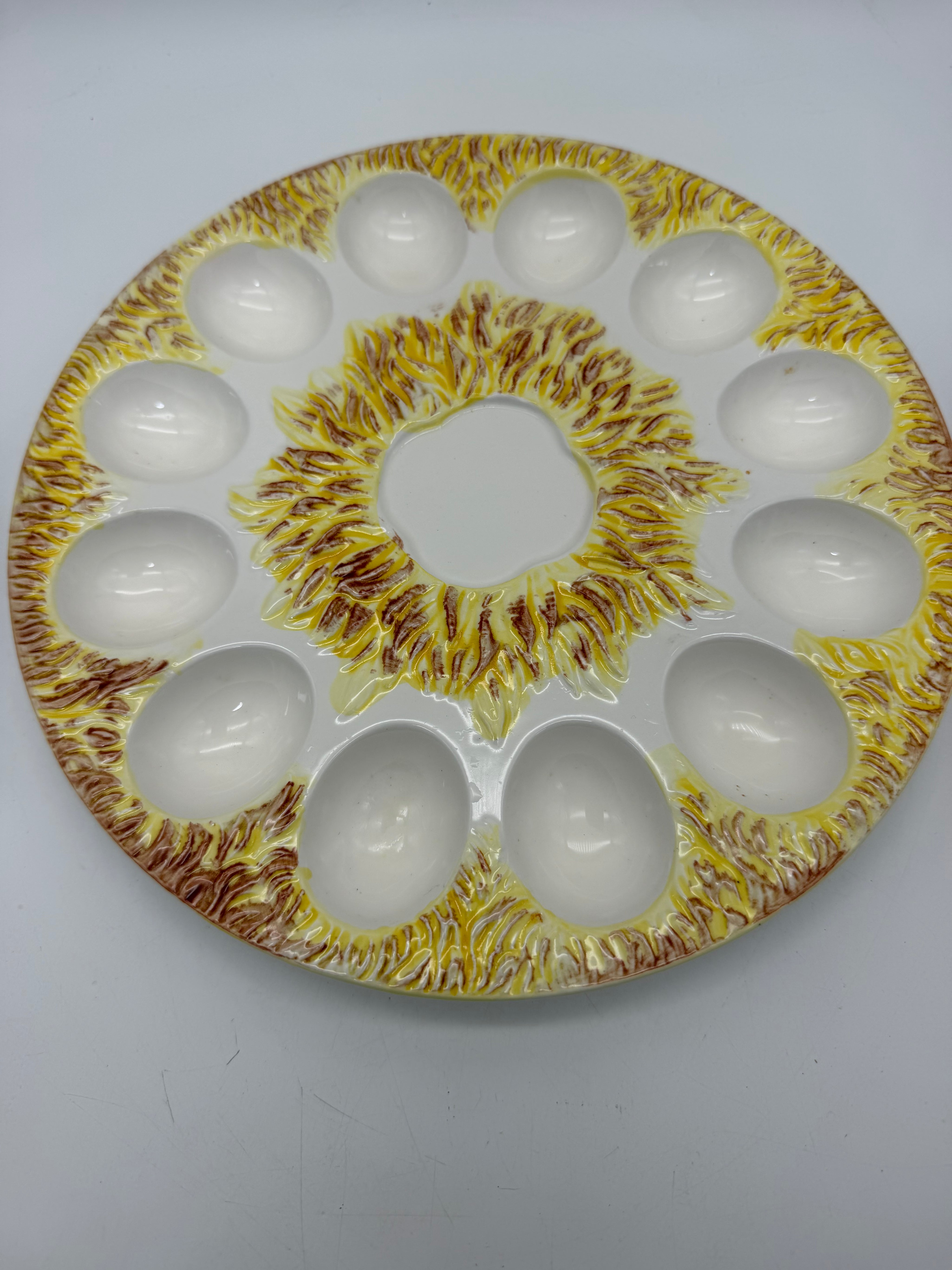Deviled egg plate with salt and pepper shaker chick and eggs