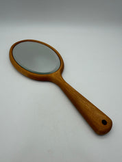 Vintage wood handheld mirror