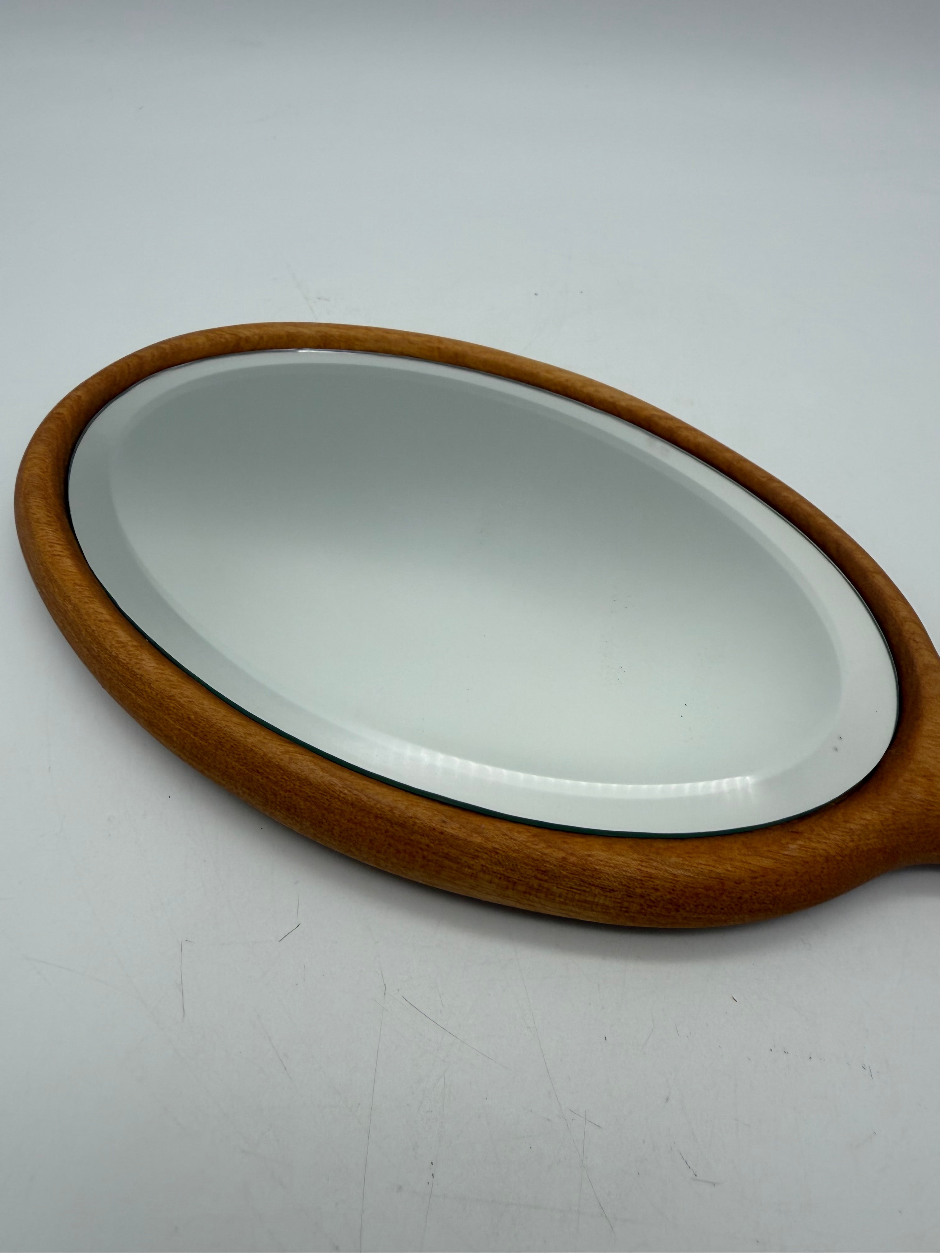 Vintage wood handheld mirror