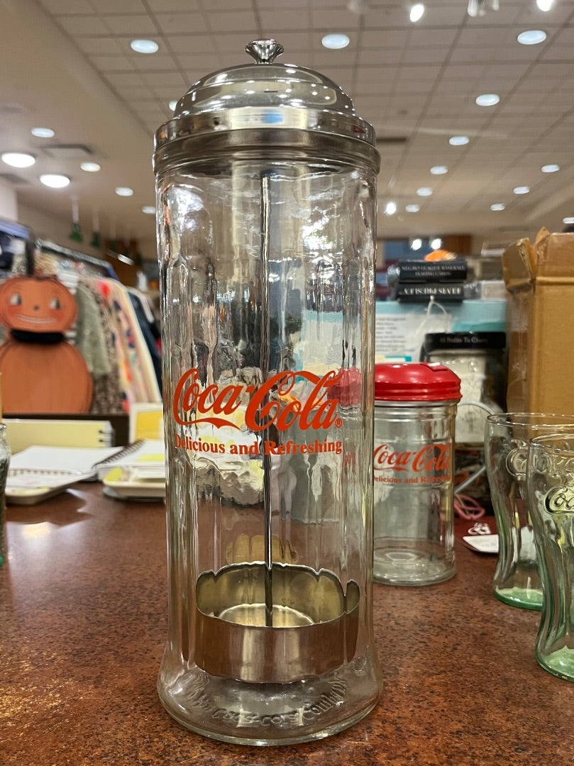 VTG Coca Cola Glass Straw Dispenser 1992 (11.25")