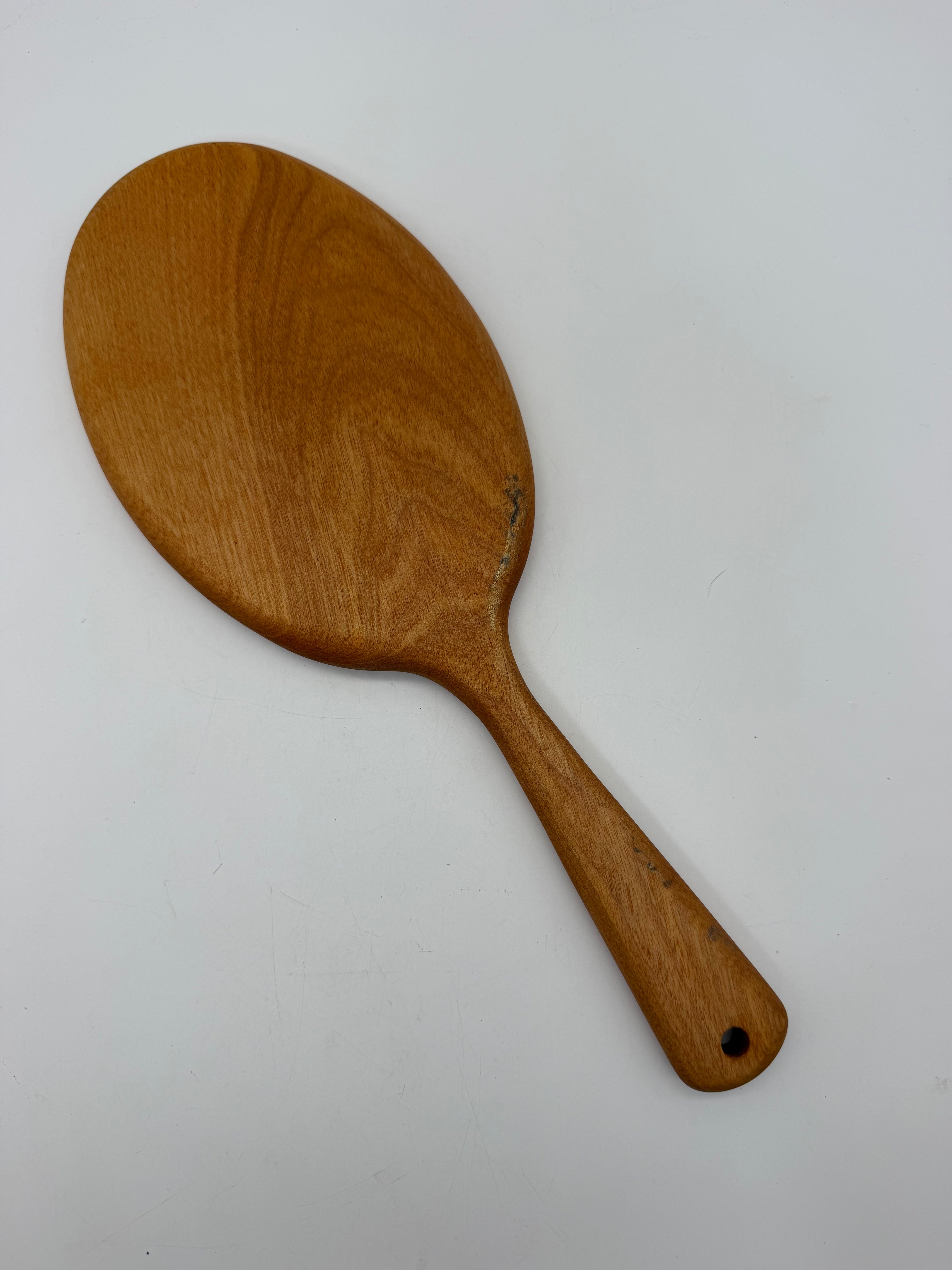 Vintage wood handheld mirror