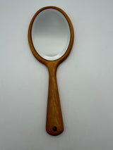 Vintage wood handheld mirror