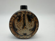 Round bird weed vase pottery brown
