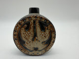 Round bird weed vase pottery brown