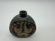 Round bird weed vase pottery brown