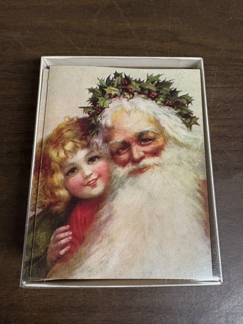 Vintage Santa & Child Christmas Cards ( Box of 20 Cards & Envelopes