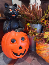 Vintage 1993 Caroline Pumpkin w/ Black Cat Blow Mold