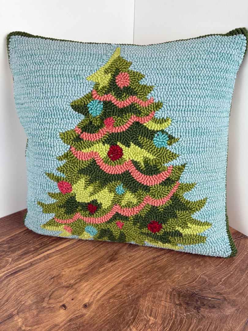 Christmas Tree Hooked Pillow