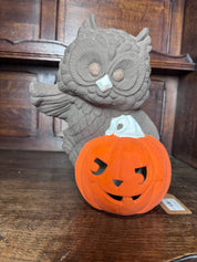 Vtg 1987 Scioto Owl and Jack-O-Lantern Luminary