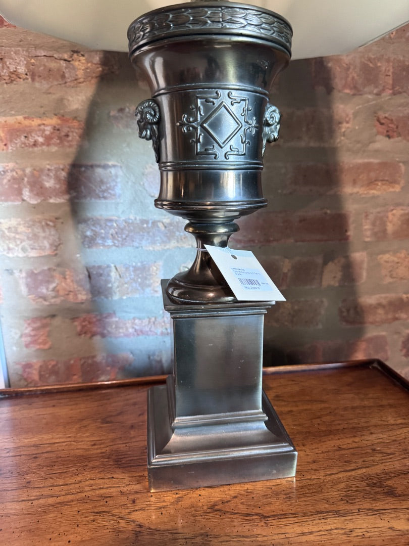Cast Metal Lamp with Fabric Shade
