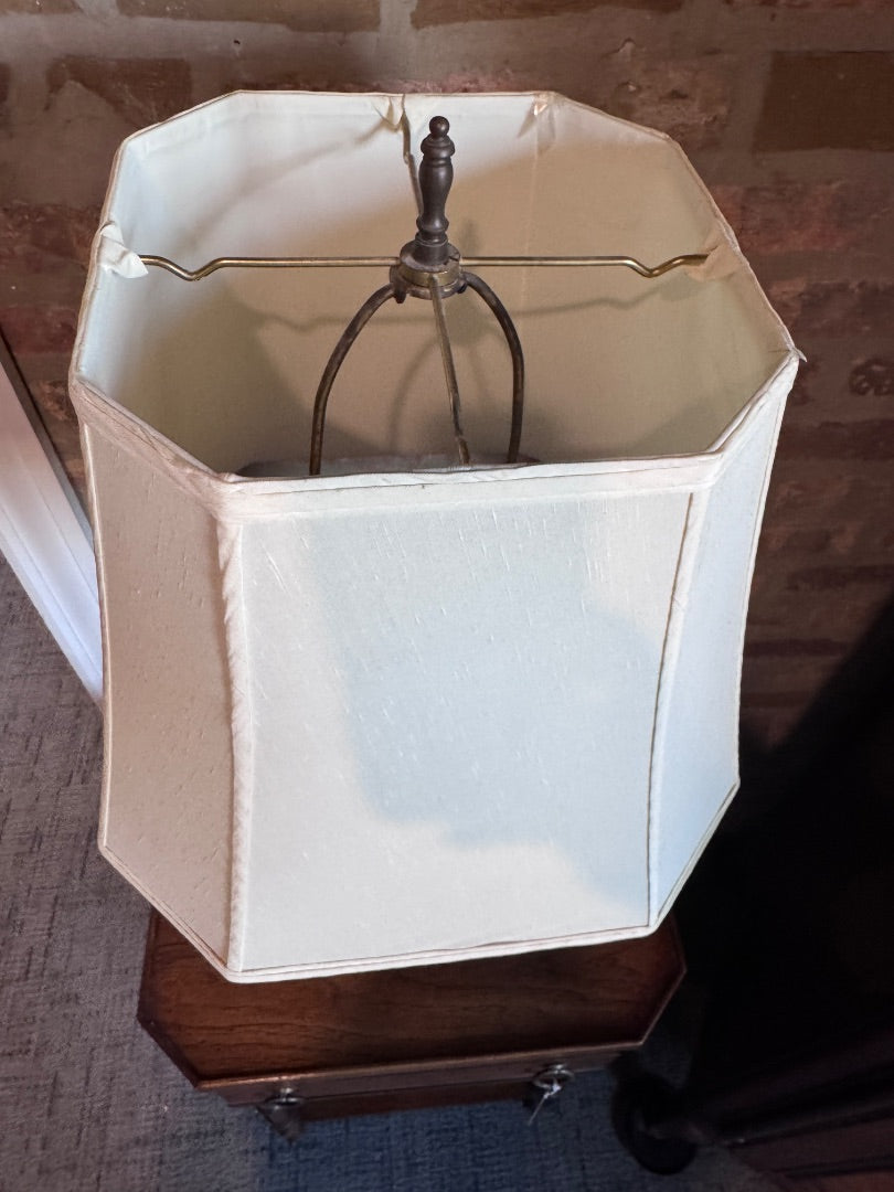 Cast Metal Lamp with Fabric Shade