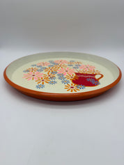 13” Daisies Red Orange Pink Mod serving tray
