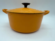 7.4” Le Creuset mini Dutch oven “B” Yellow 2qt