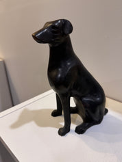 Metal Black Dog Sitting Up