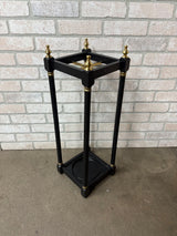 Blk Wood & Brass Umbrella Stand