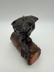 4” Hobo Art Apple core sculpture wood carved
