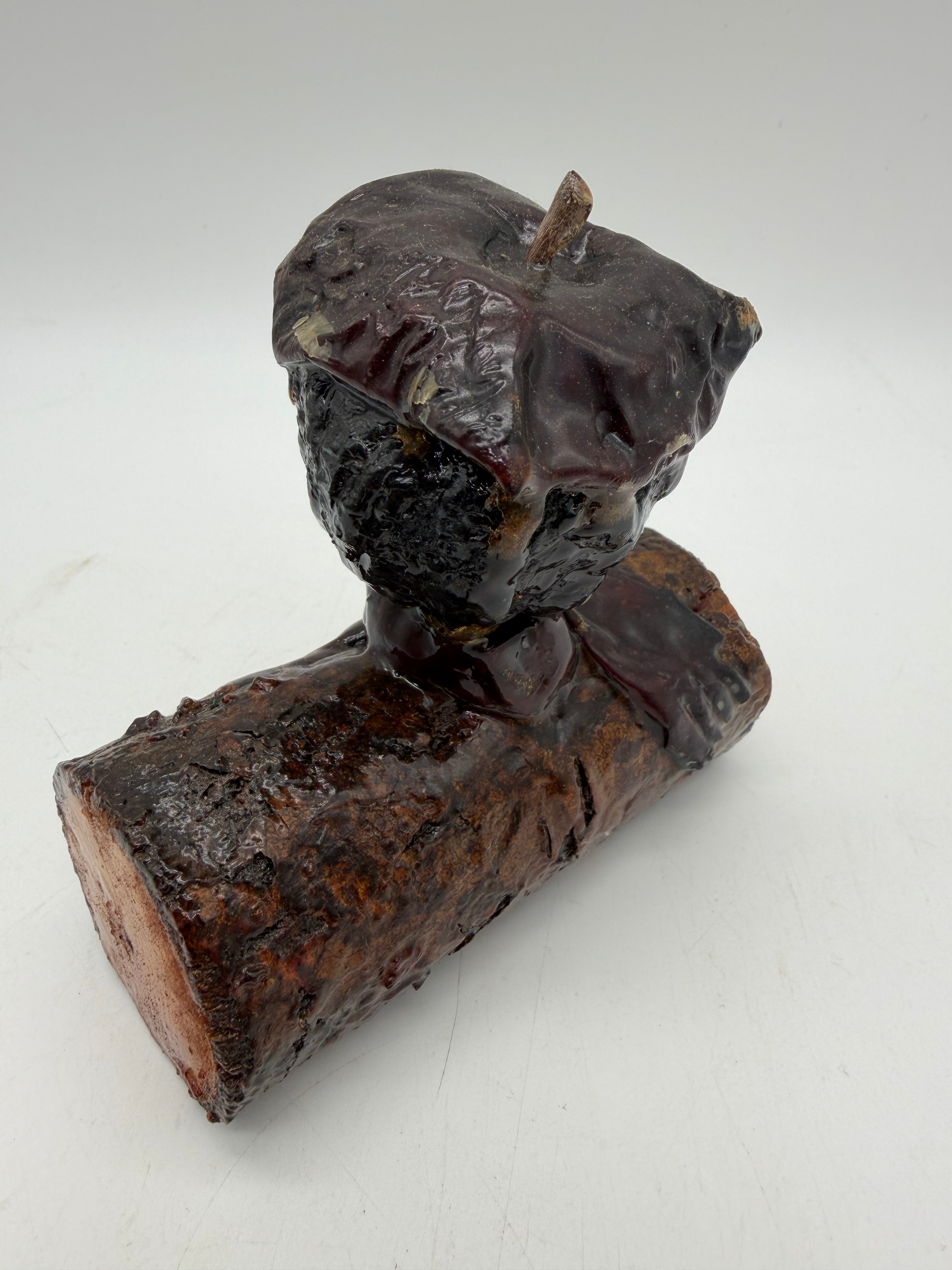 4” Hobo Art Apple core sculpture wood carved