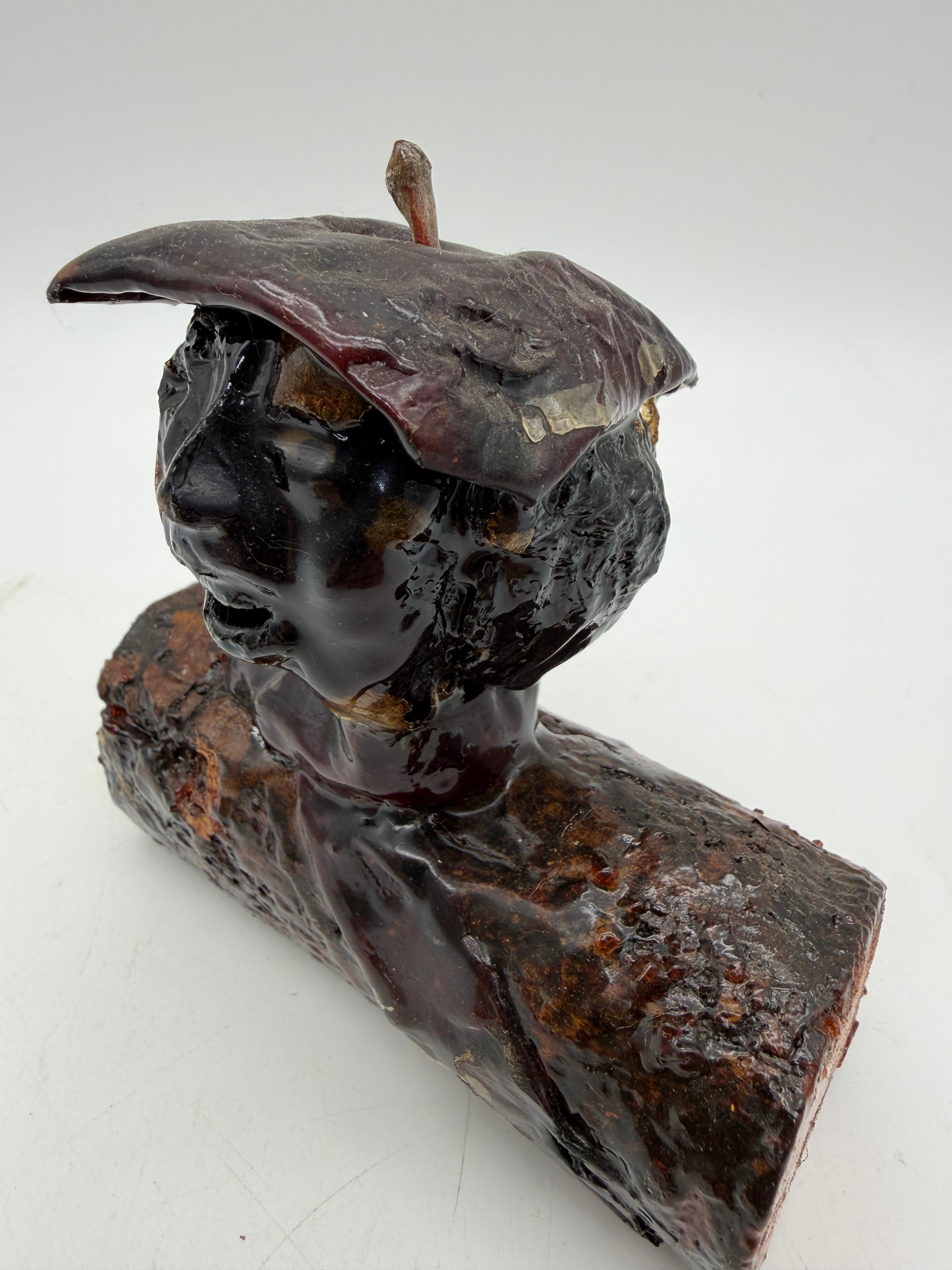 4” Hobo Art Apple core sculpture wood carved