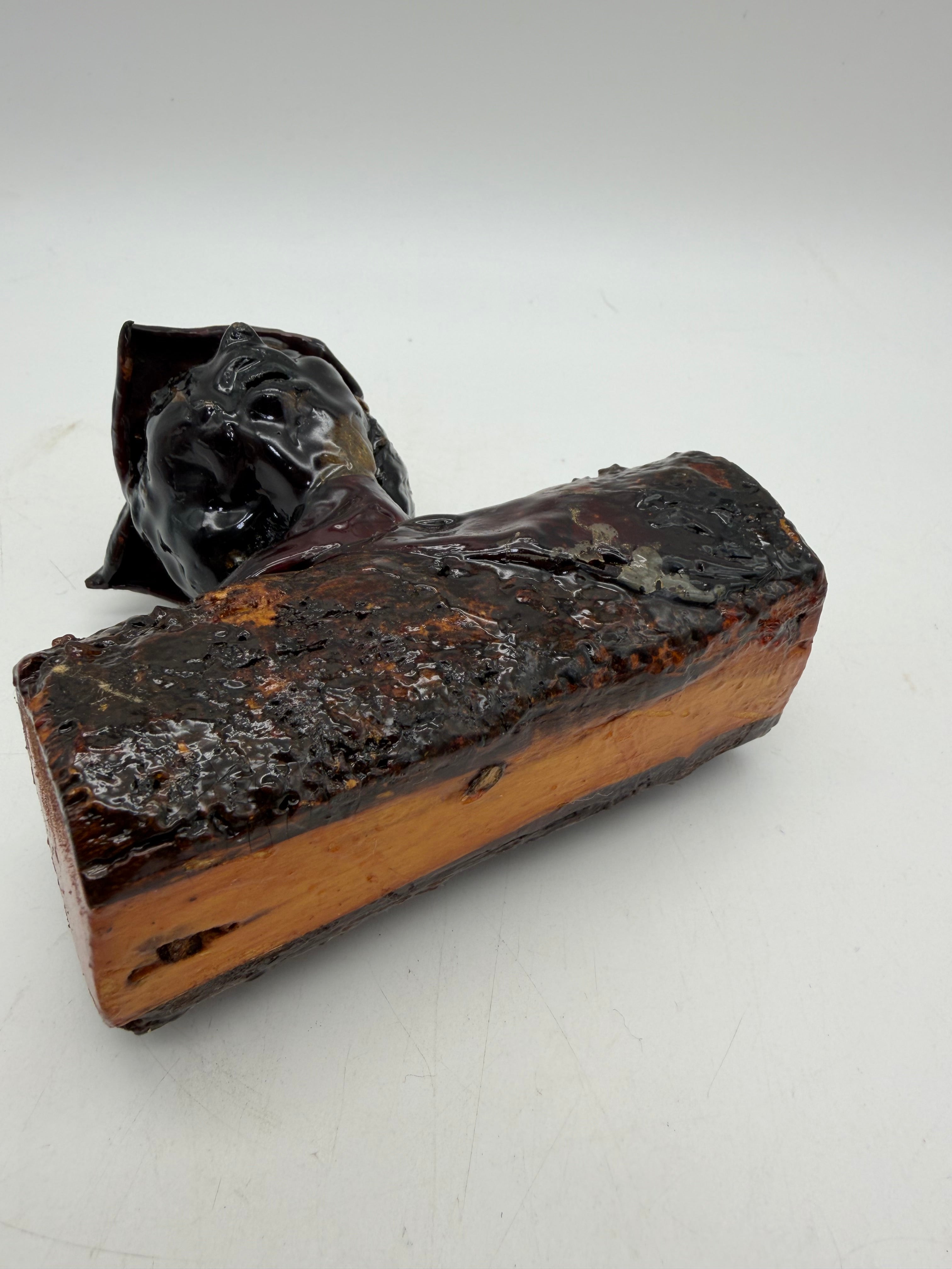 4” Hobo Art Apple core sculpture wood carved