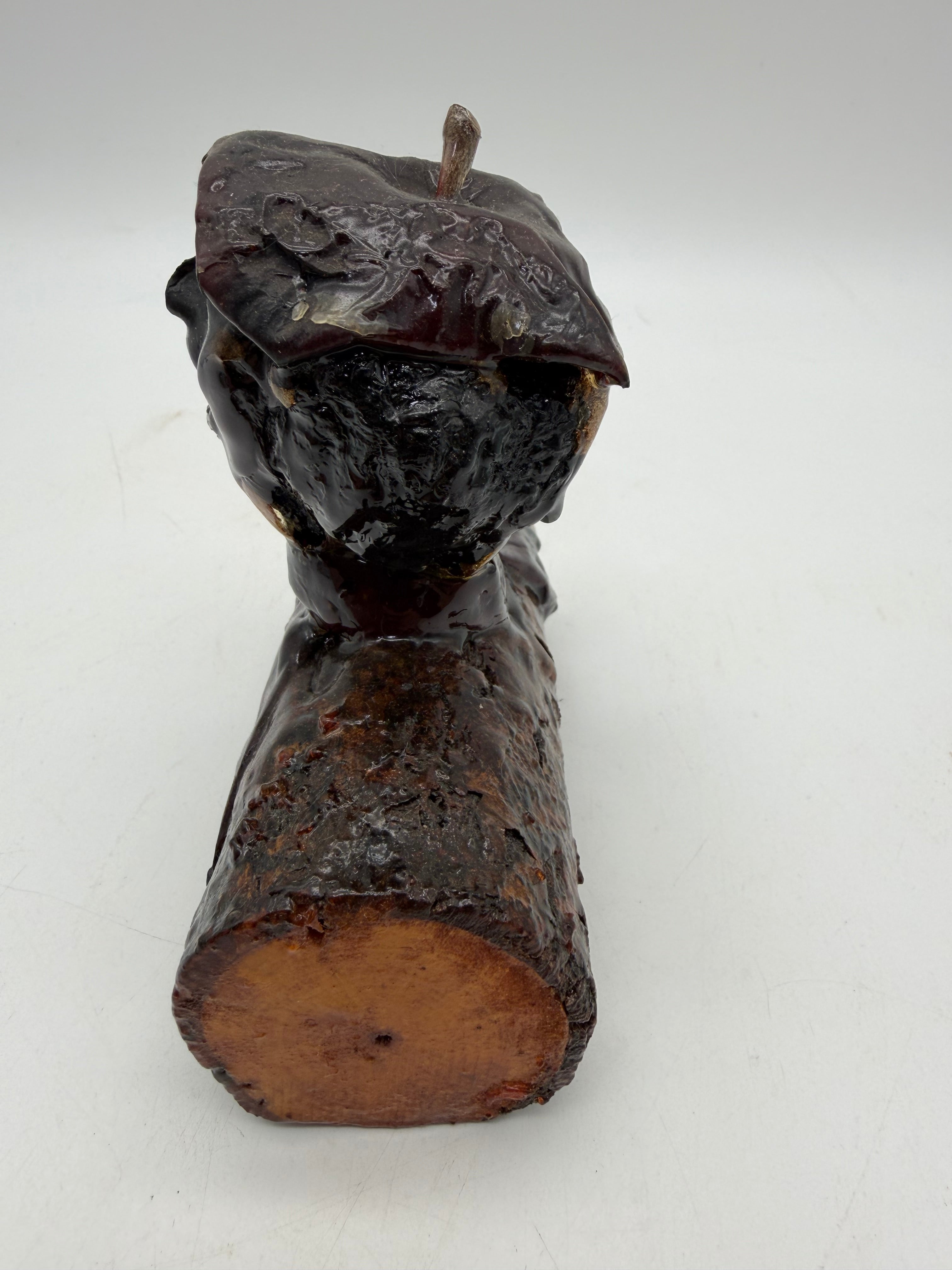 4” Hobo Art Apple core sculpture wood carved
