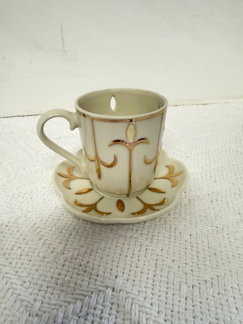 Party Light Miniature Gold/White Cup w/Saucer