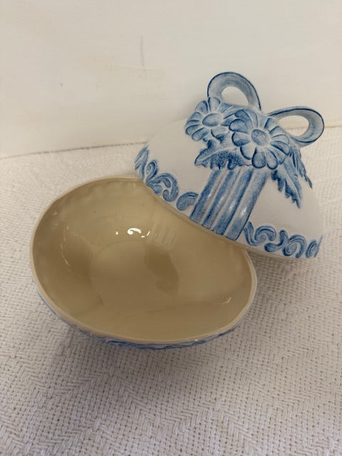 Lg Blue and white Ceramic Easter Egg