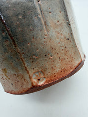 10” tall studio pottery panel vase grey