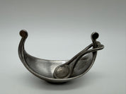 3” tin Viking ship salt well with spoon