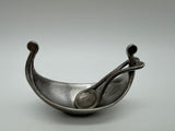 3” tin Viking ship salt well with spoon