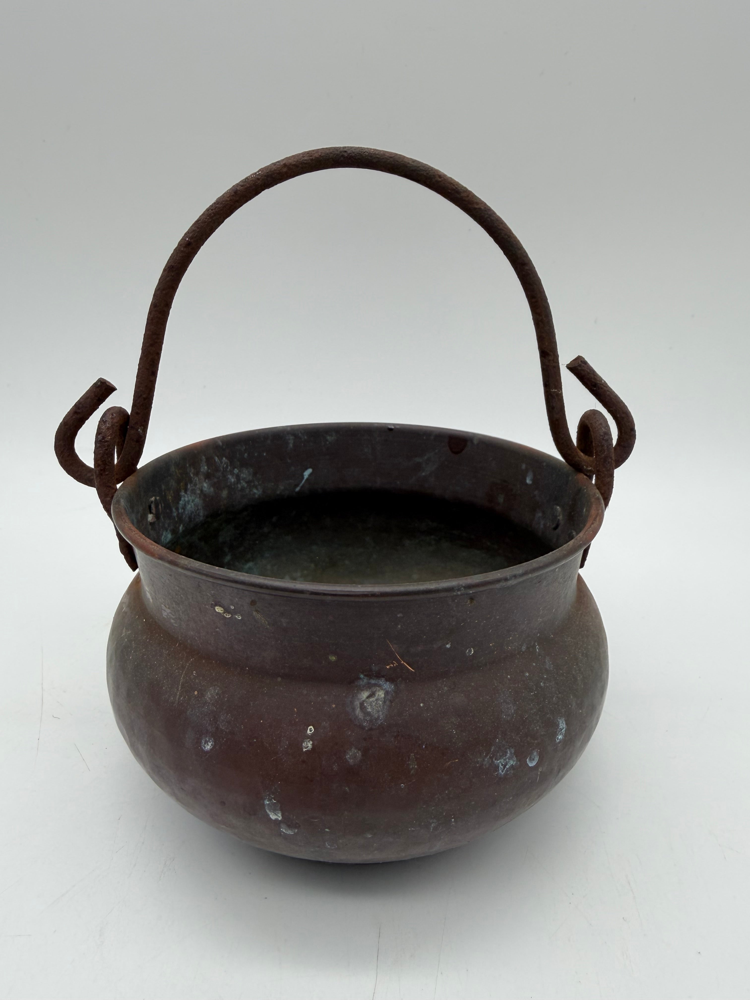 6” copper cauldron planter candle holder