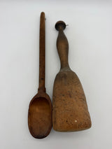 13” antique Pestle and spoon primitive wood