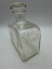 6” Etched blown glass decanter deer