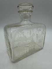 6” Etched blown glass decanter deer