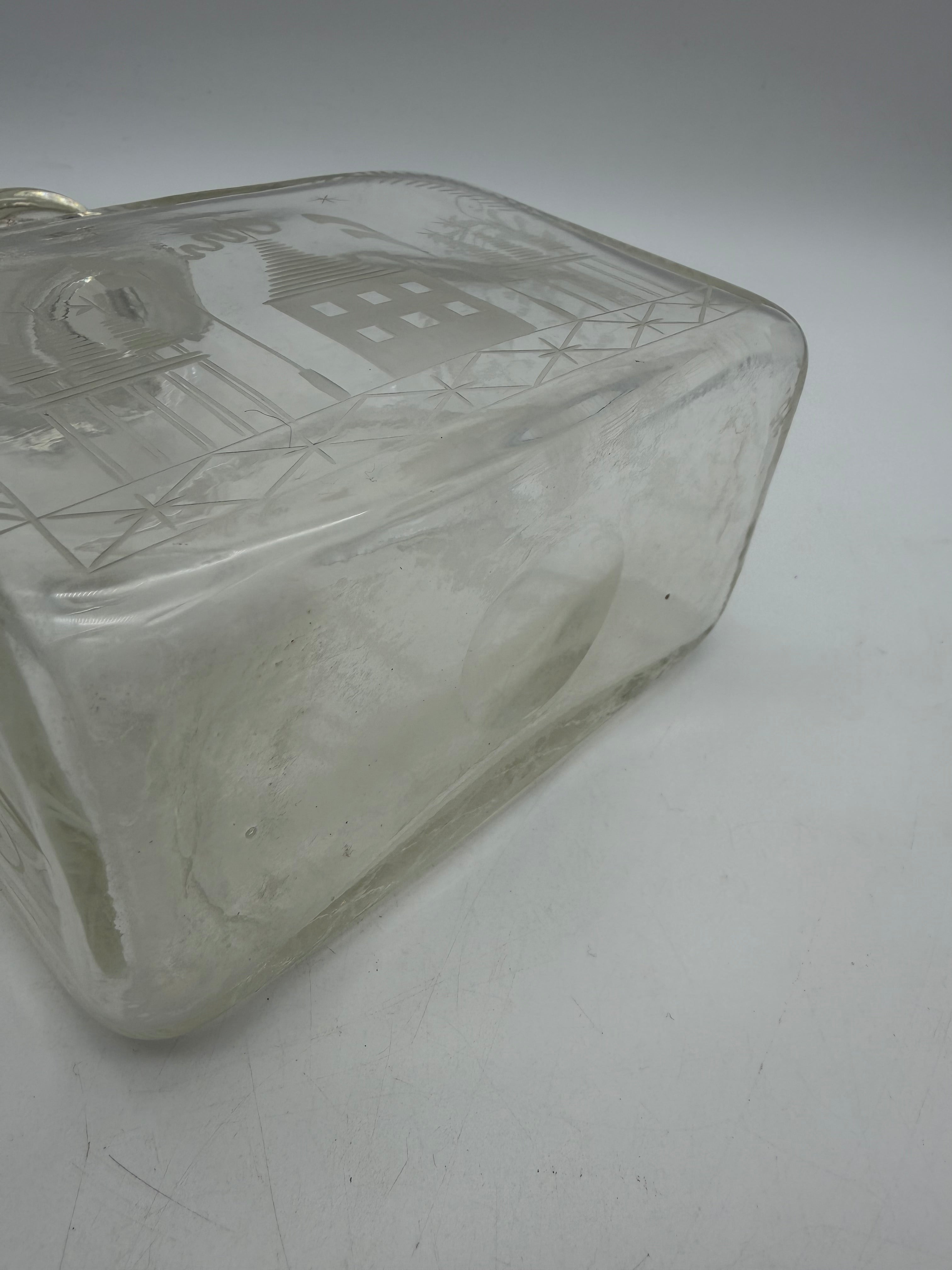 6” Etched blown glass decanter deer