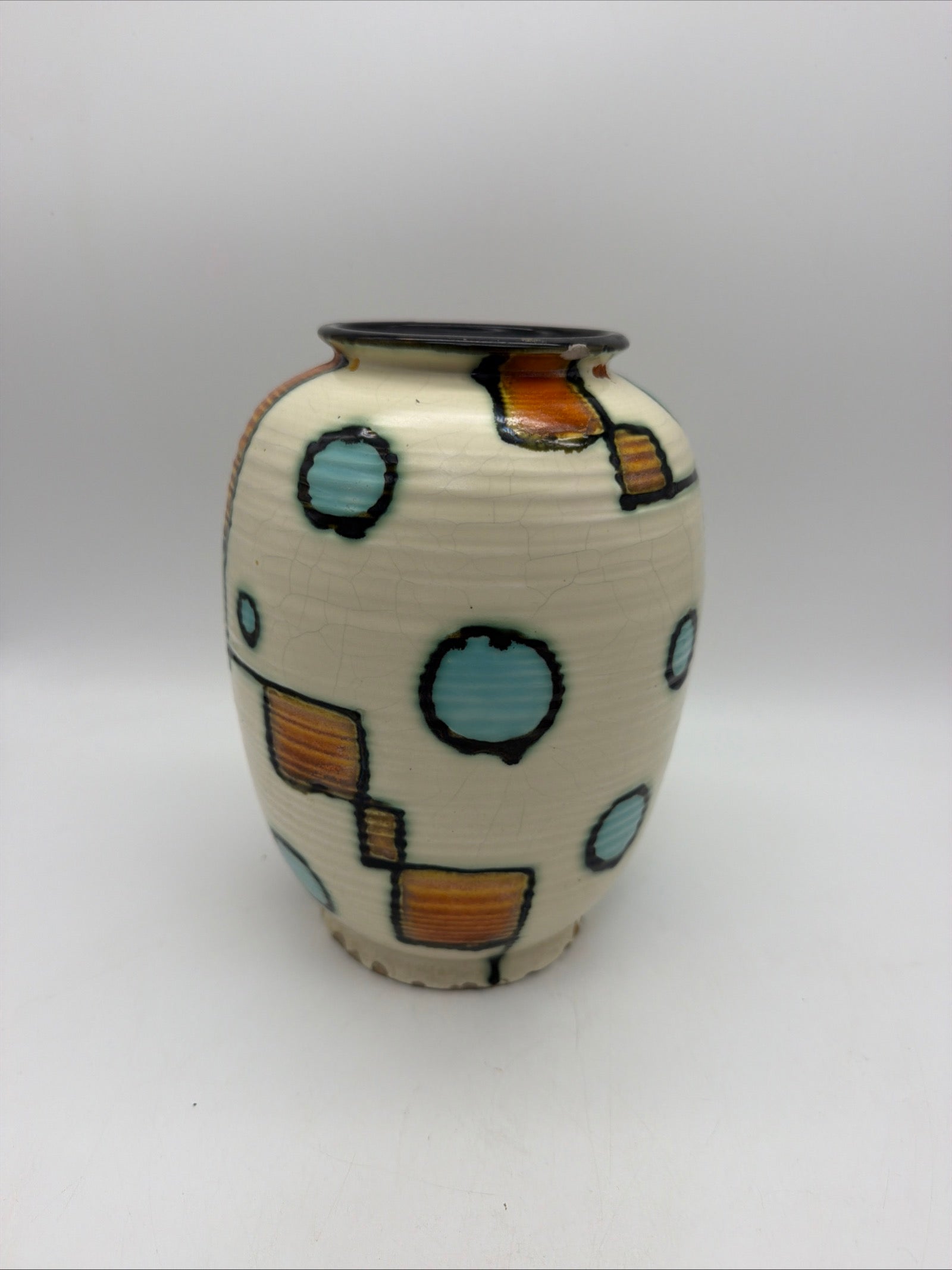 9” German Pottery vase Abstract 1920’s